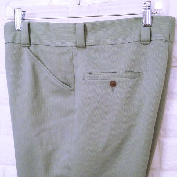Vintage 70s Haband Dbl-Knit Polyester Disco Pants -S(31) Mod Retro Leisure Sage - Picture 3 of 10
